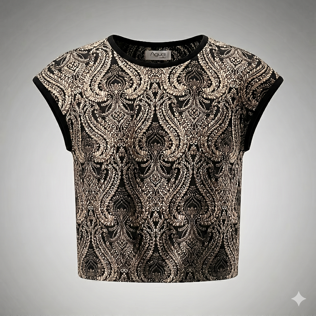 Top de brocato OSLO Negro & dorado