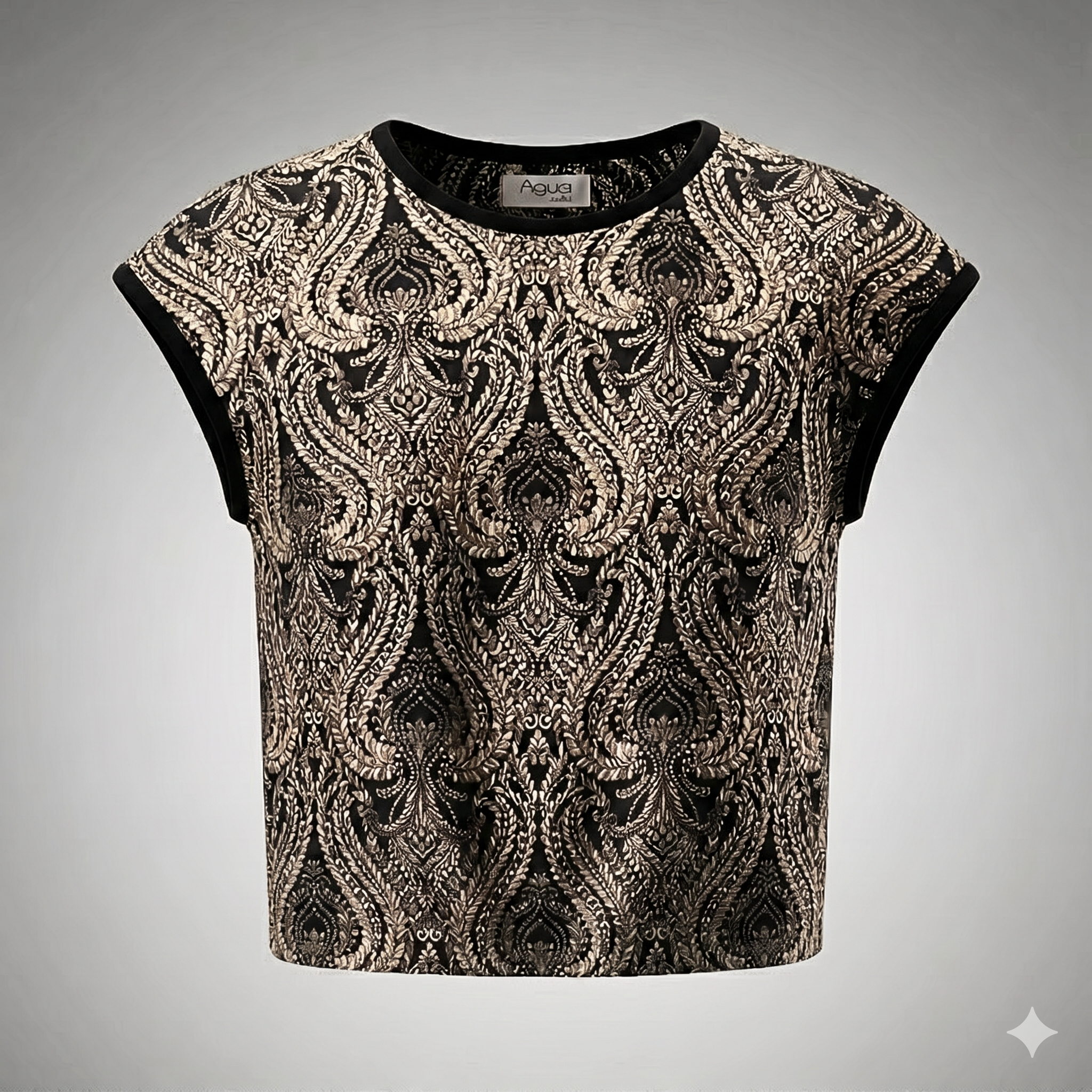 Top de brocato OSLO Negro & dorado