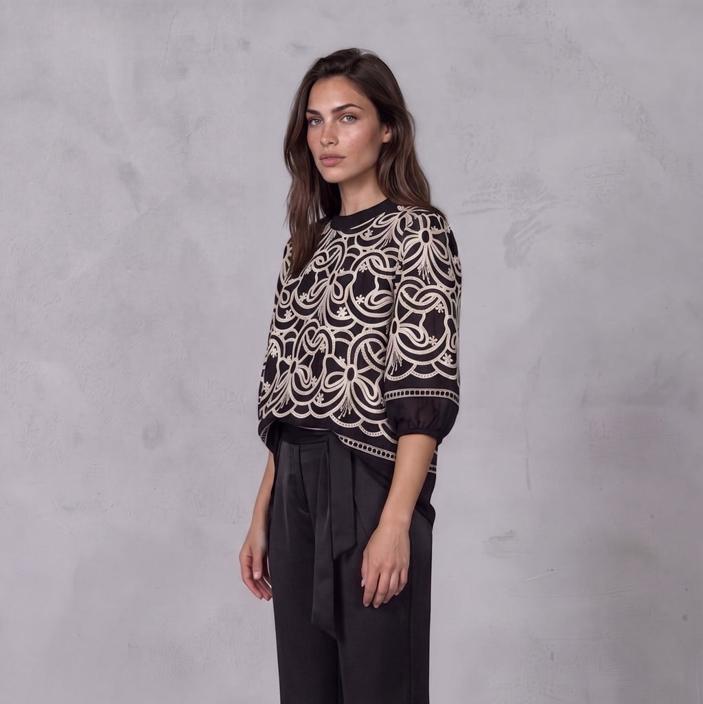 Blusa bordada SEVILLA color Negro