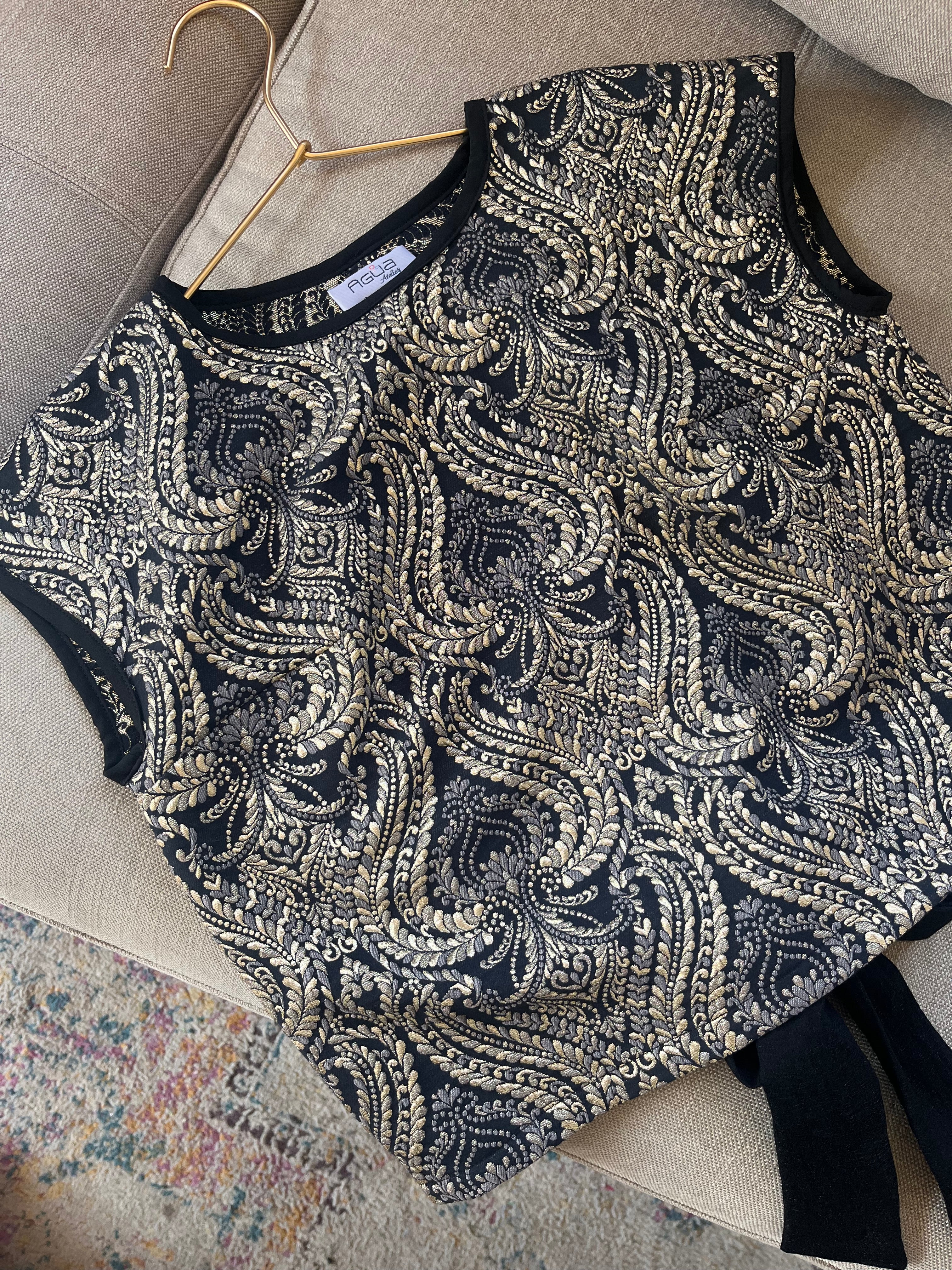 Top de brocato OSLO Negro & dorado